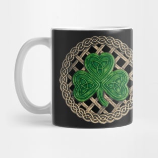 Celtic Knot Shamrock Black Background Mug